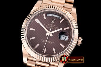 RDD0195D - DayDate 228206 RG/RG Brown Stick BP Swiss 2836