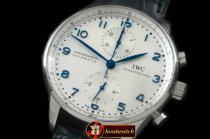 IWC0284 - Portuguese Chrono SS/LE Wht/Blue A-7750 New Improved