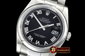 Rolex Datejust Man DJ 36mm Oyst Dome 904L SS/SS Black Roman ARF A3135