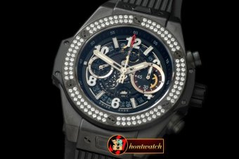 HUB0329A - Big Bang All Black Unico PVD/RU Skeleton Asian 7750