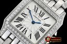 Cartier Santos Demoiselle Ladies Diams SS/SS Wht Swiss Quartz