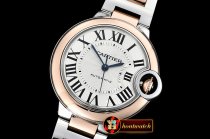 Cartier Balon Bleu Midsize 33mm RG/SS Wht V6F MY9015 Mod