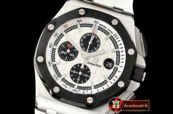 Audemars Piguet RO Offshore Novelty Cer SS/RU White/Black JF A7750 Mod