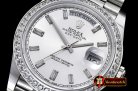 Rolex DayDate 228206 SS/SS Silv Wht Diam Baug BP A3255 Mod