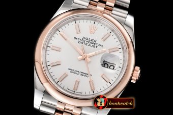 Rolex DateJust 36mm Jub Dome RG/SS White/Stk BP A2813