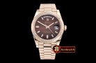 Rolex DayDate 40mm Flt RG/RG Brown Baug. Diam BP A2836