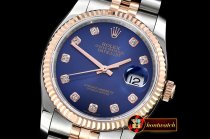 Rolex DateJust Jub Flt RG/SS Dark Blue Diam BP A3135 Mod