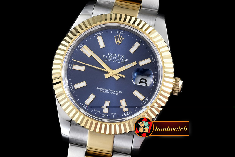 R2DJ0195G - SS/YG Oyster Blue Stk Asian 2813